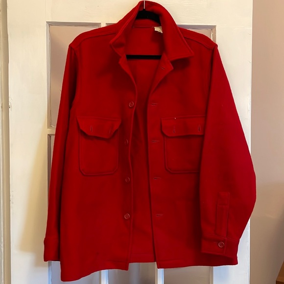 Woolrich Shirts Vintage Red Wool Chamois Button Up Work Shirt